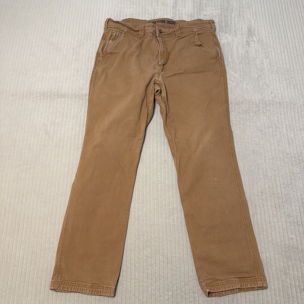 Duluth Pants Men 38X32 fits 36x30 Brown Flex Fire Hose Cargo Work Wear Slim Fit